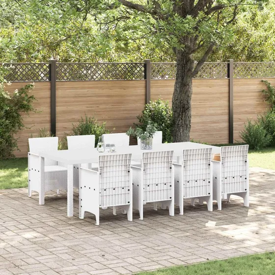 Have Spisebordssæt 9 dele Lysegrå – Polypropylen/Polyrattan