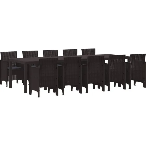 Have spisebordssæt 11 dele i brun/antracit rattan