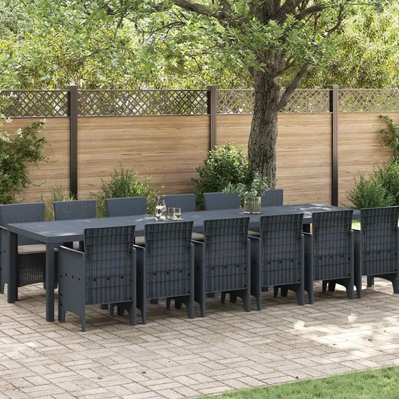 Have spisebordssæt 13 dele, antracit polyrattan
