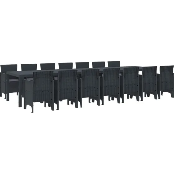 Have spisesæt i polyrattan 15 dele - Antracit