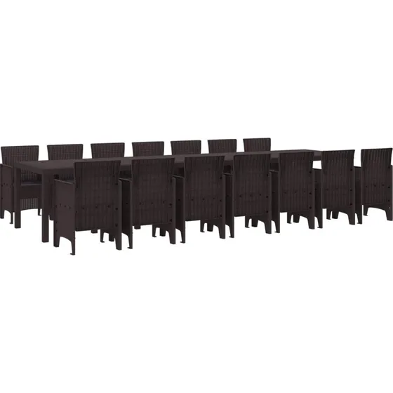 Have spisesæt i brun polyrattan 15 dele med hynder