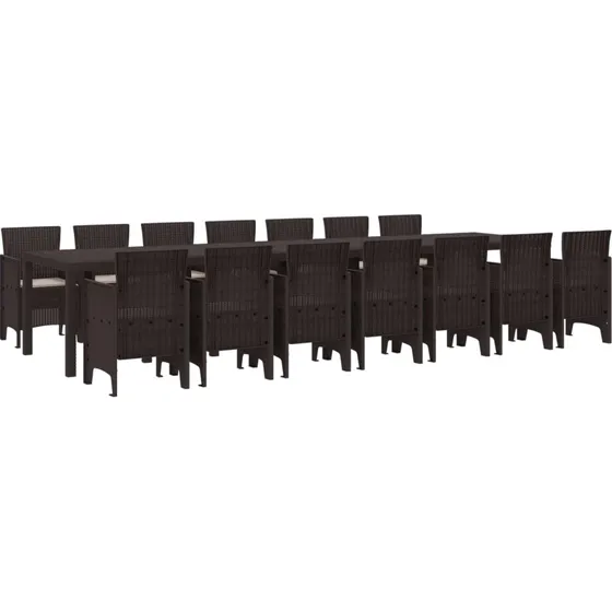 Have spisesæt i brun polyrattan 15 dele med hynder