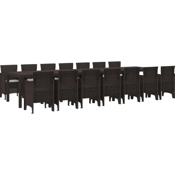 Have spisesæt i brun polyrattan 15 dele med hynder