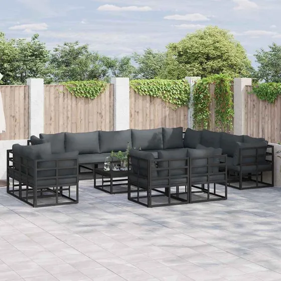 Havesofa sæt 12 dele med puder – aluminium