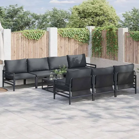 Havesofa sæt 8 dele – Antracit stål med puder