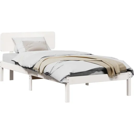 Sengestel i massivt fyrretræ Hvid 75x190 cm
