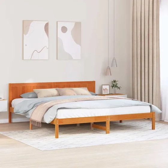 Sengestel 200x200 cm i massivt fyrretræ - Brun