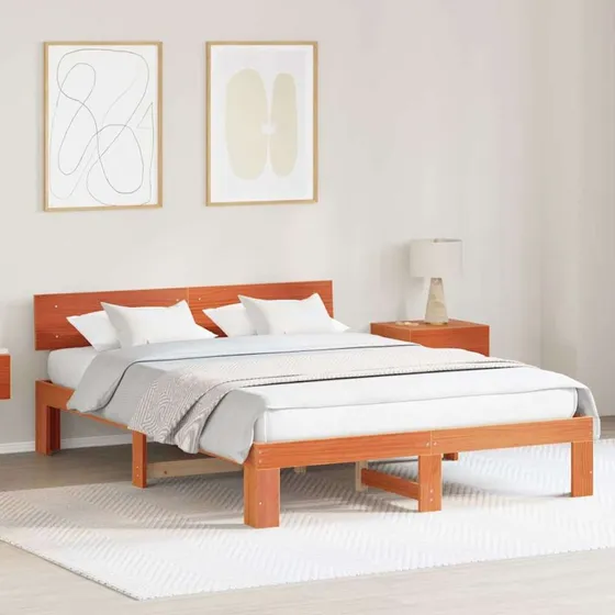 Sengestel i massivt fyrretræ 150x200 cm – brun