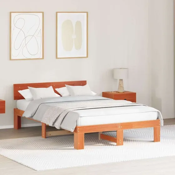 Sengestel i massivt fyrretræ 120x200 cm – brun