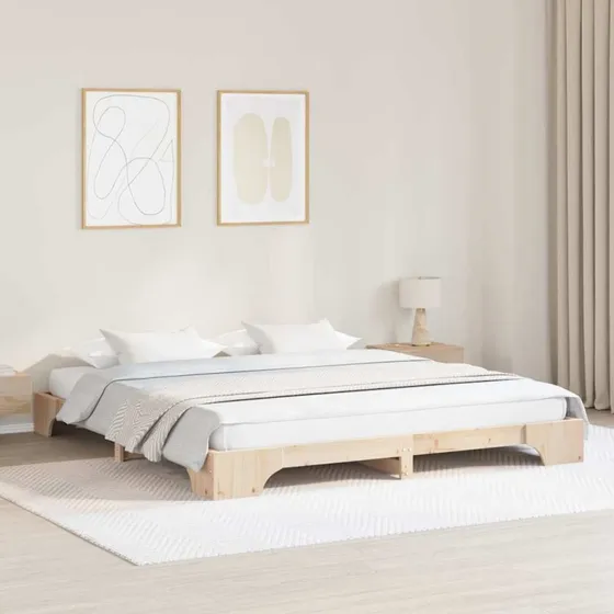 Sengestel i massiv fyrretræ 200x200 cm – natur