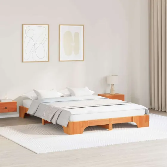 Sengestel i massivt fyrretræ 140 x 200 cm – gyldenbrun