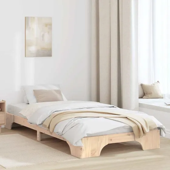 Sengestel i massivt fyrretræ 90x190 cm – natur