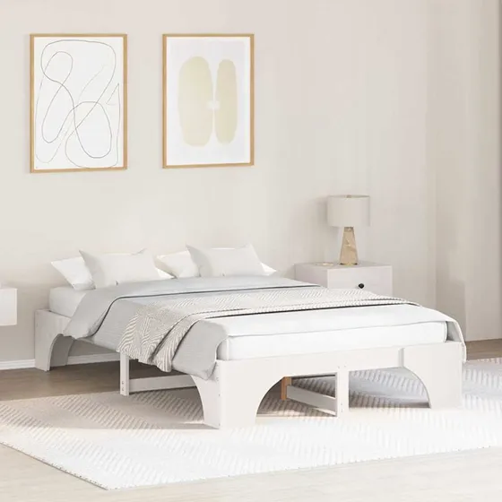 Sengestel i massivt fyrretræ 120x200 cm - Hvid