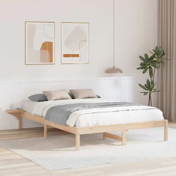 Sengestel 160x200 cm i massivt fyrretræ med sengeborde