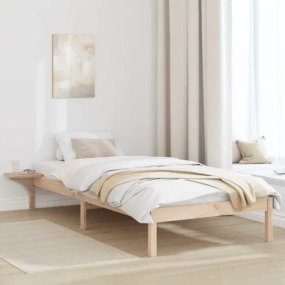 Sengestel 90x200 cm i massivt fyrretræ med sengeborde