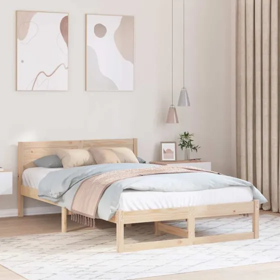 Sengestel 120x200 cm i massivt fyrretræ med hovedgærde