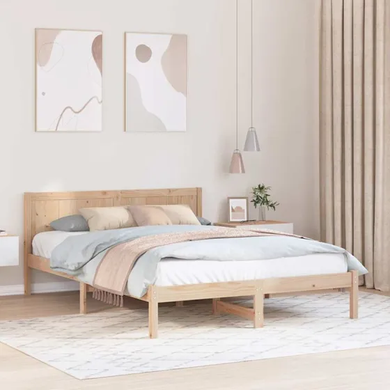 Sengestel i massivt fyrretræ 150x200 cm - Brun