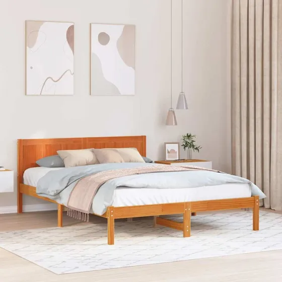 Sengestel 150x200 cm i massivt fyrretræ – Brun