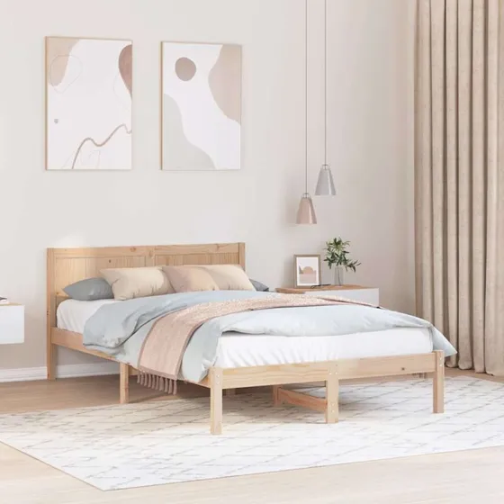 Sengestel i massivt fyrretræ 140x190 cm - Brun