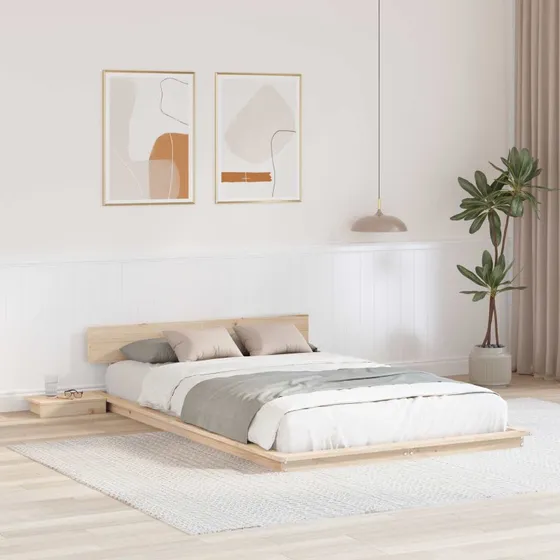 Sengestel i brun træ 120 x 200 cm med natbord
