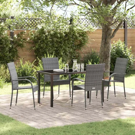 Have Spisebordssæt 5 dele i grå polyrattan