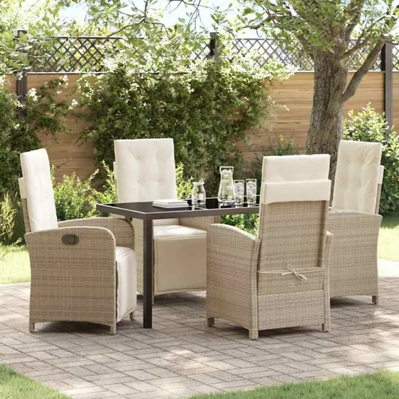 vidaXL Havemøbelsæt 5-pcs Polyrattan Beige