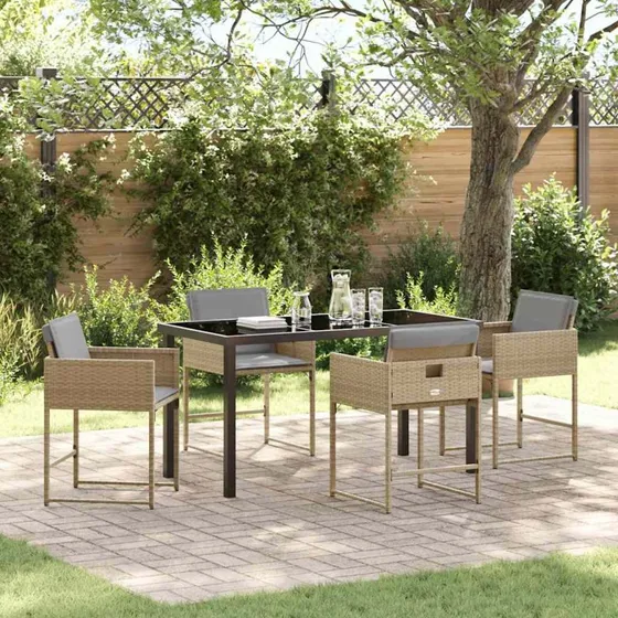 Have Spisebordssæt 5 pers. Beige polyrattan