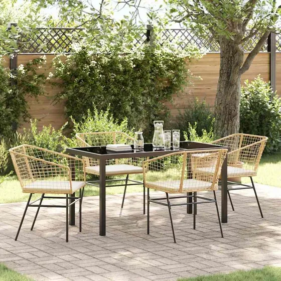 Havemøbelsæt 5 stk - Brun polyrattan