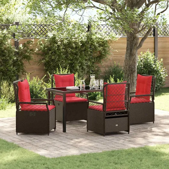 Have Spisebordssæt 5 dele – Brun polyrattan