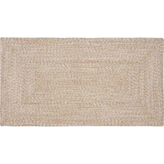 Rektangulært juteområdetæppe natur/hvid 60x110 cm