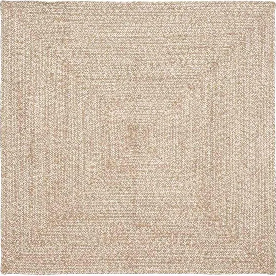 Jute områderæppe 120x120 cm - Natur/Hvid