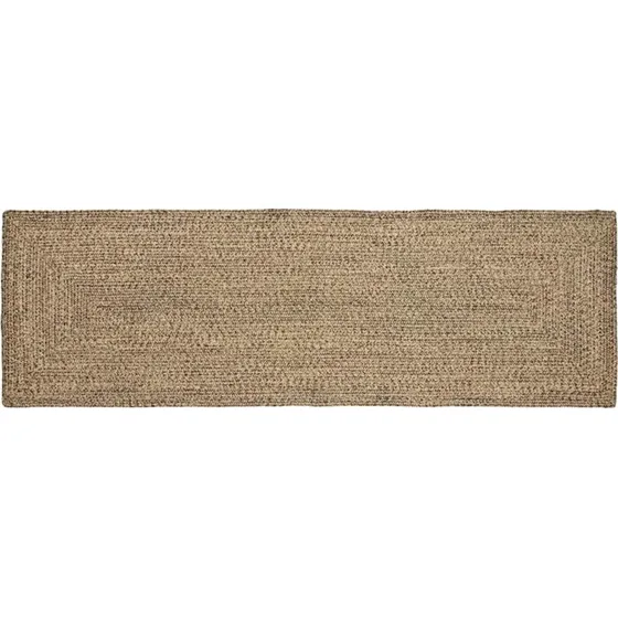 Jute områdetæppe 80x250 cm – natur/sort kurveflet