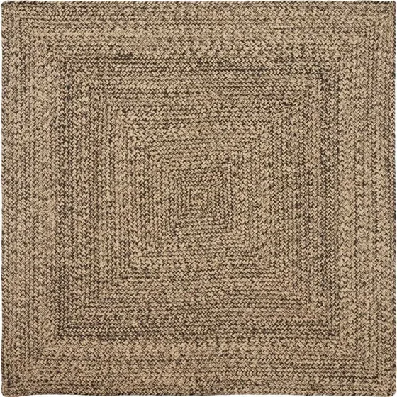Juteområdetæppe 120x120 cm - natur & sort kurveflet