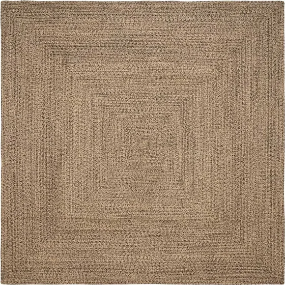 Juteområdetæppe 200x200 cm - Natur & Sort, Kurveflet
