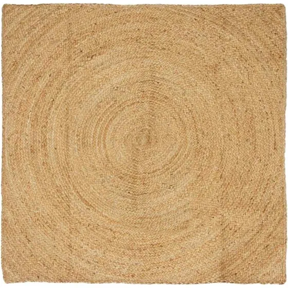 Jute tæppe firkantet 120x120 cm - Brun, håndlavet