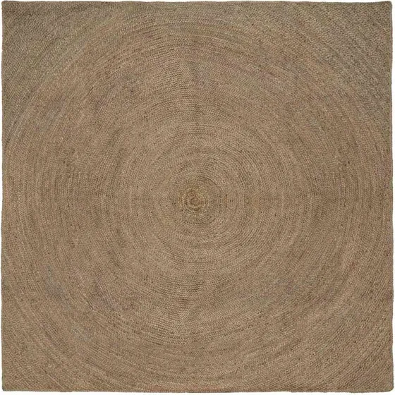 Gråt jute tæppe 300x300 cm – håndlavet kvadratisk