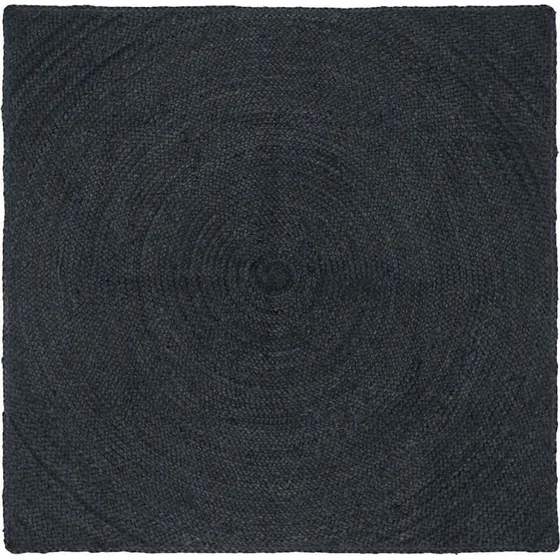 Tæppe jute 160x160 cm mørkegrå – håndlavet firkantet