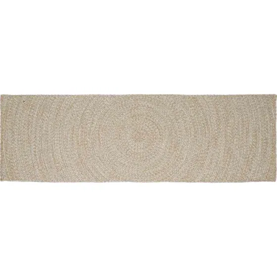 Jutetæppe rektangulært 60x300 cm - natur/hvid