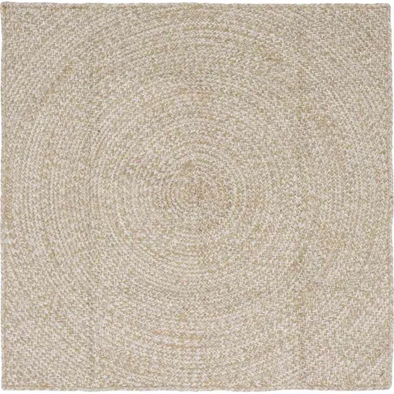 Firkantet jute-tæppe 120x120 cm – natur/hvid
