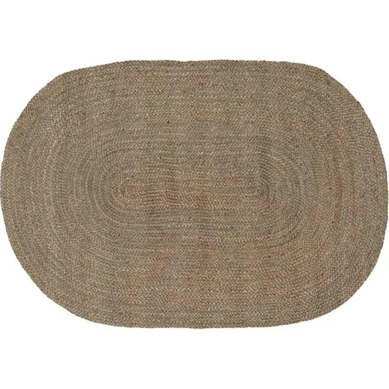Oval juteområdetæppe 122x183 cm – grå
