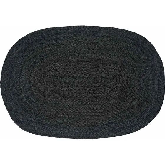 Jute-område­tæppe oval sort 122 x 183 cm
