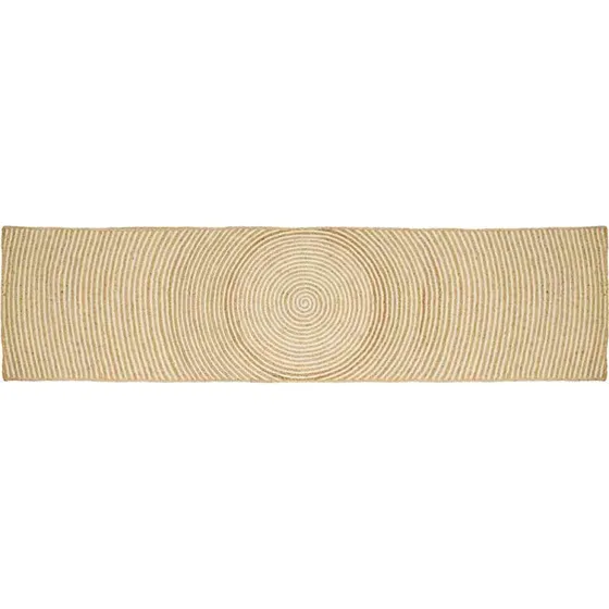 Jute-løber natur/hvid 60x400 cm - holdbart indendørstæppe