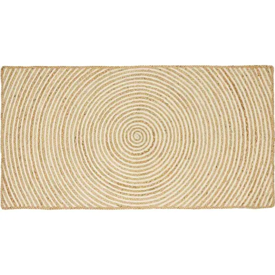 Jutetæppe natur/hvid 100x200 cm - håndlavet