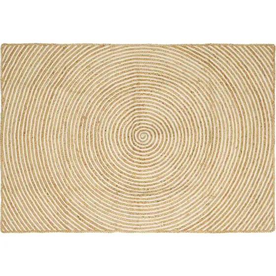 Jute tæppe natur/hvid 140 x 200 cm – håndvævet