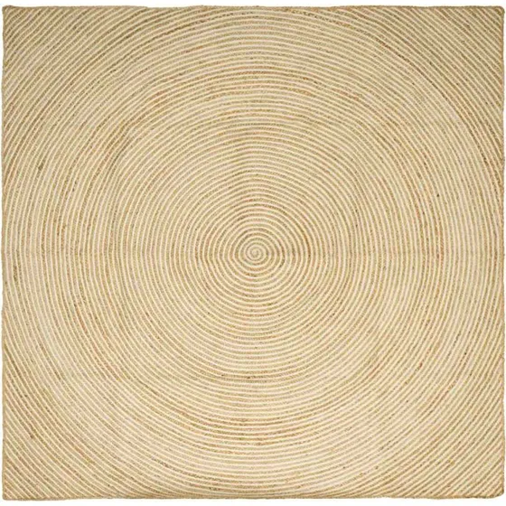 Rundt jute-tæppe natur/hvid 200x200 cm