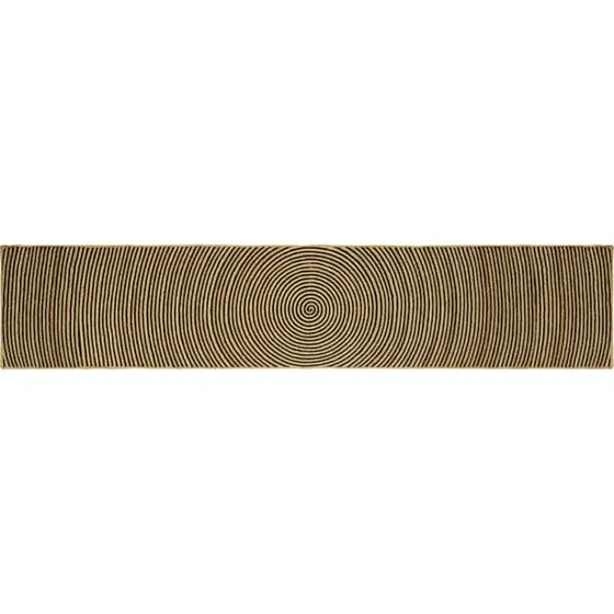 Jutetæppe natur/sort 60 x 400 cm – rund