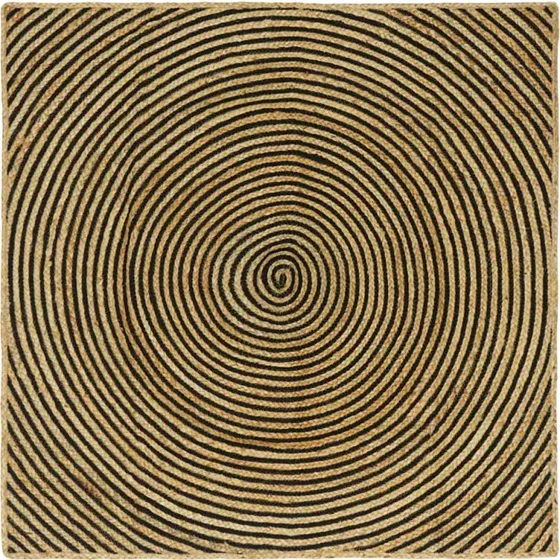 Rund jute tæppe 120x120 cm – natur/sort