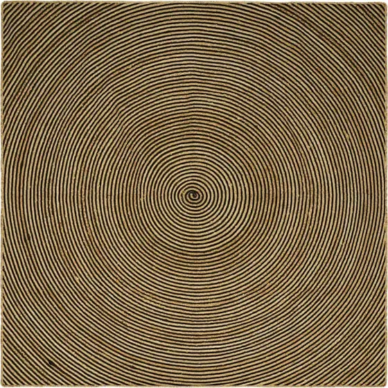 Jutetæppe rundt 200x200 cm - natur/sort