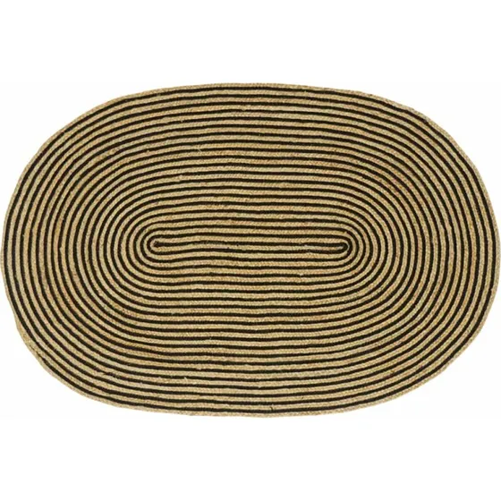 Håndlavet jute-tæppe natur/sort 100x152 cm