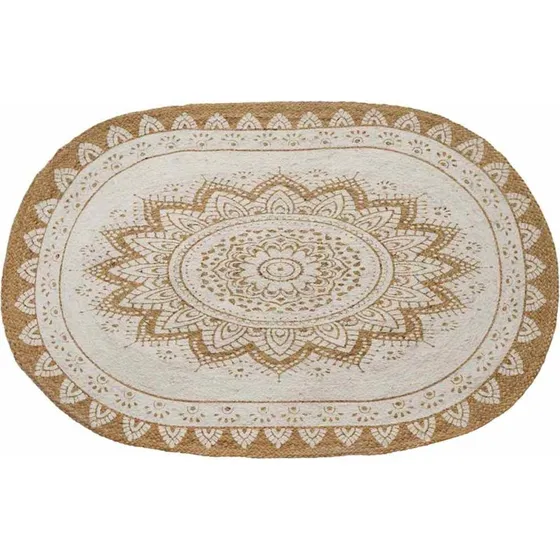 Jutetæppe Blomster 100 x 152 cm – Natur/Brun